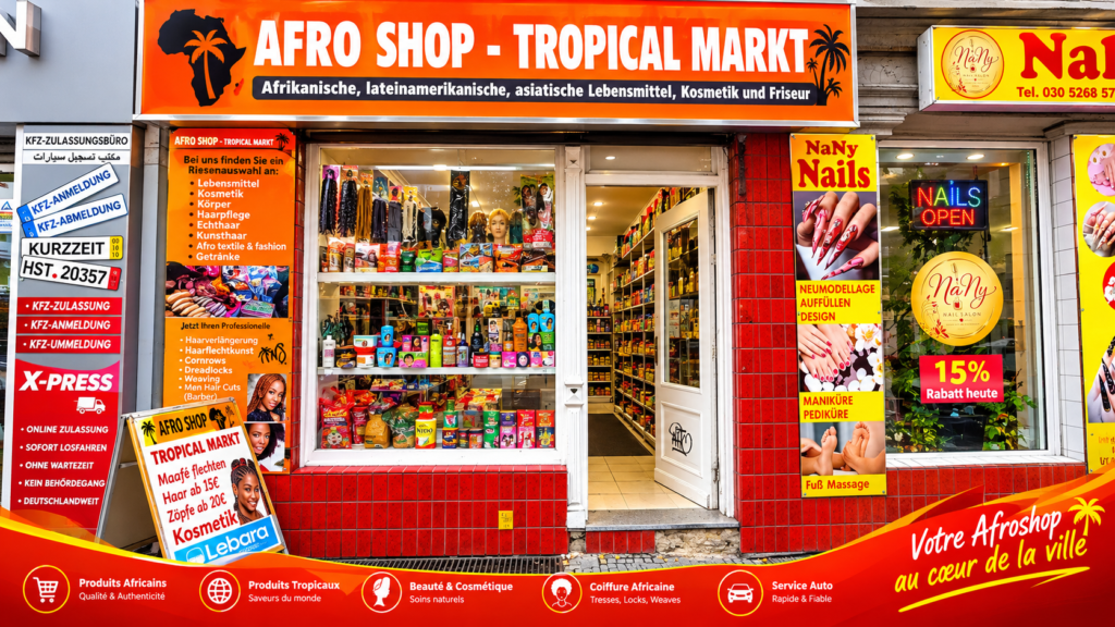 Vibranter Afro-Shop mit Nagelstudio